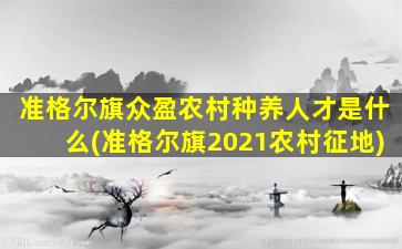 准格尔旗众盈农村种养人才是什么(准格尔旗2021农村征地)