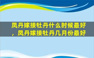 凤丹嫁接牡丹什么时候最好，凤丹嫁接牡丹几月份最好