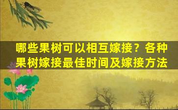 哪些果树可以相互嫁接？各种果树嫁接最佳时间及嫁接方法