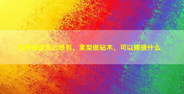 四季海棠怎么修剪，棠梨做砧木，可以嫁接什么