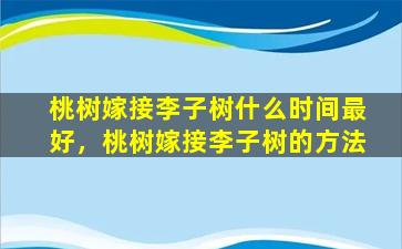 桃树嫁接李子树什么时间最好，桃树嫁接李子树的方法