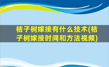 桔子树嫁接有什么技术(桔子树嫁接时间和方法视频)