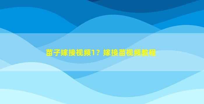 苗子嫁接视频1？嫁接苗视频教程