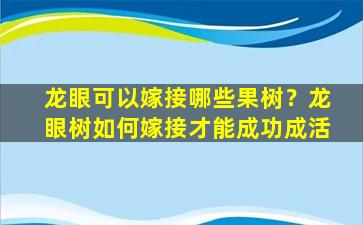 龙眼可以嫁接哪些果树？龙眼树如何嫁接才能成功成活