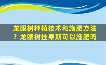 龙眼树种植技术和施肥方法？龙眼树挂果期可以施肥吗